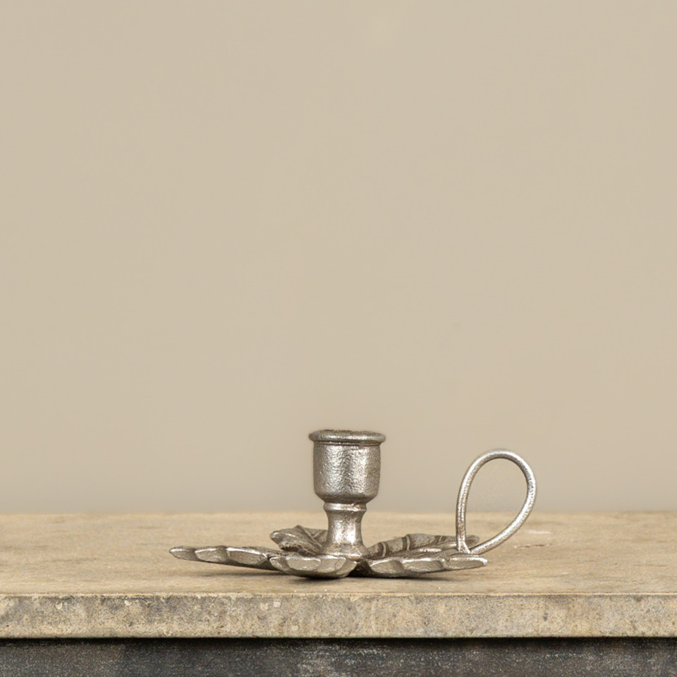 PEWTER HOLLY TAPER CANDLE HOLDER