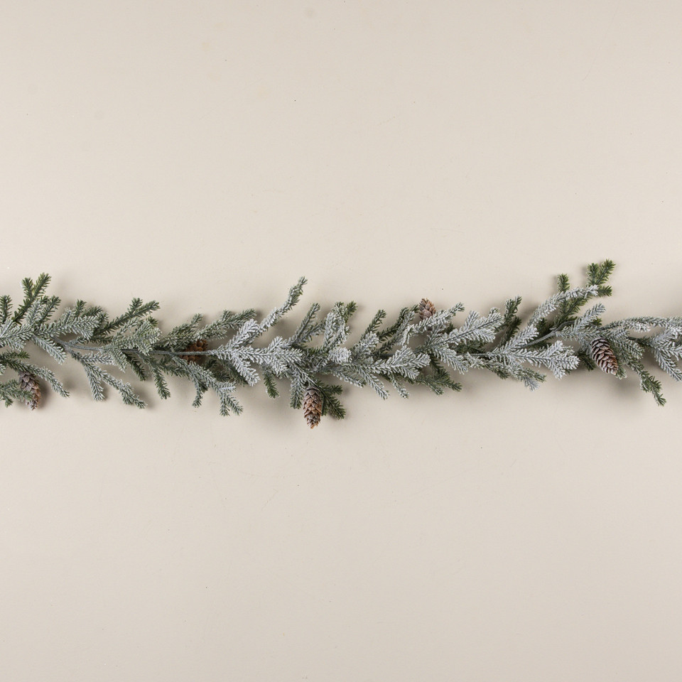 6' FLOCKED PINE W/ PINECONE GARLAND