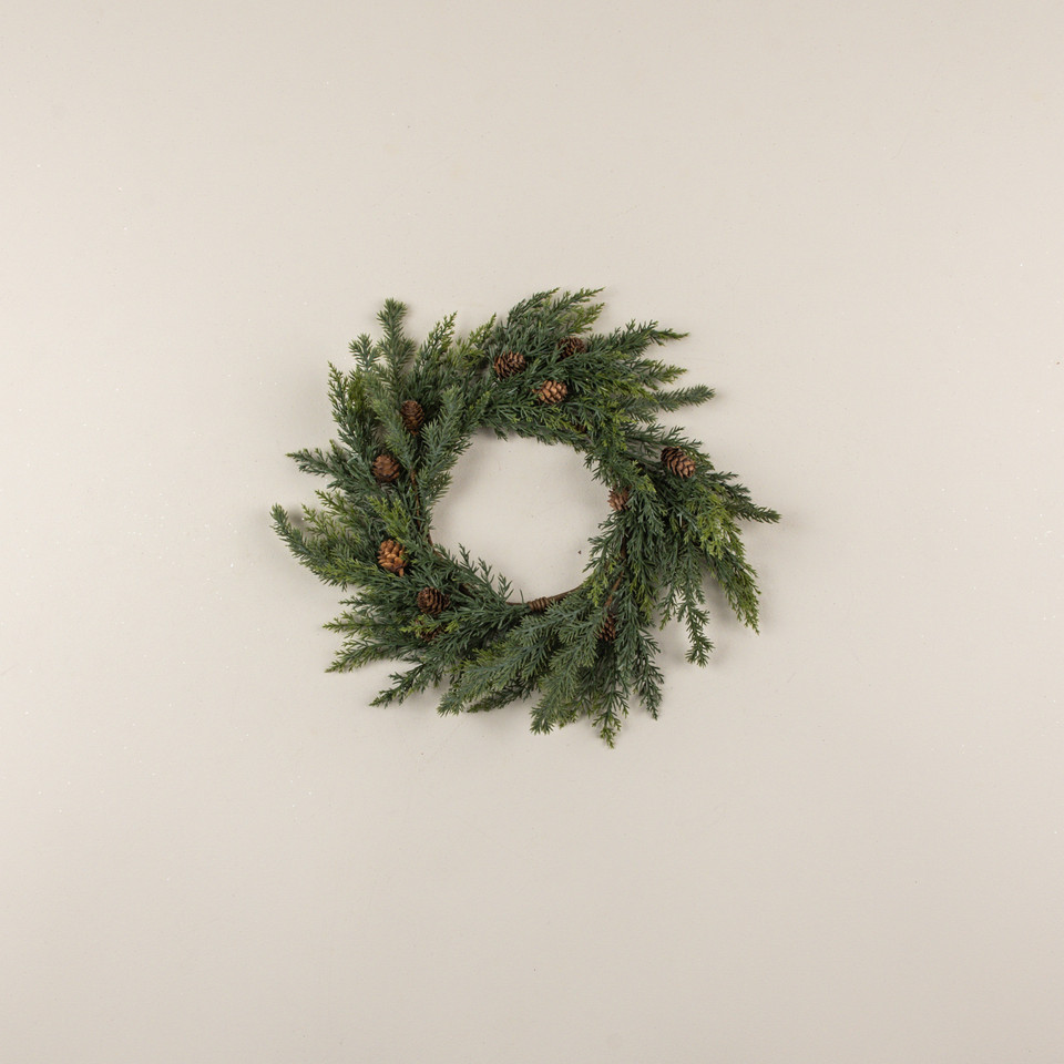 16" JUNIPER &PINECONE CANDLE RING