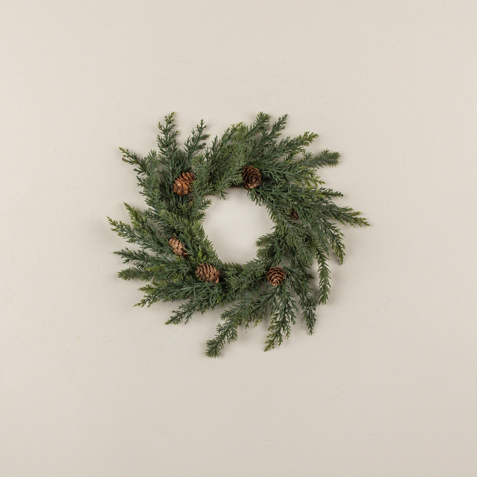 11" JUNIPER & PINECONE CANDLE RING