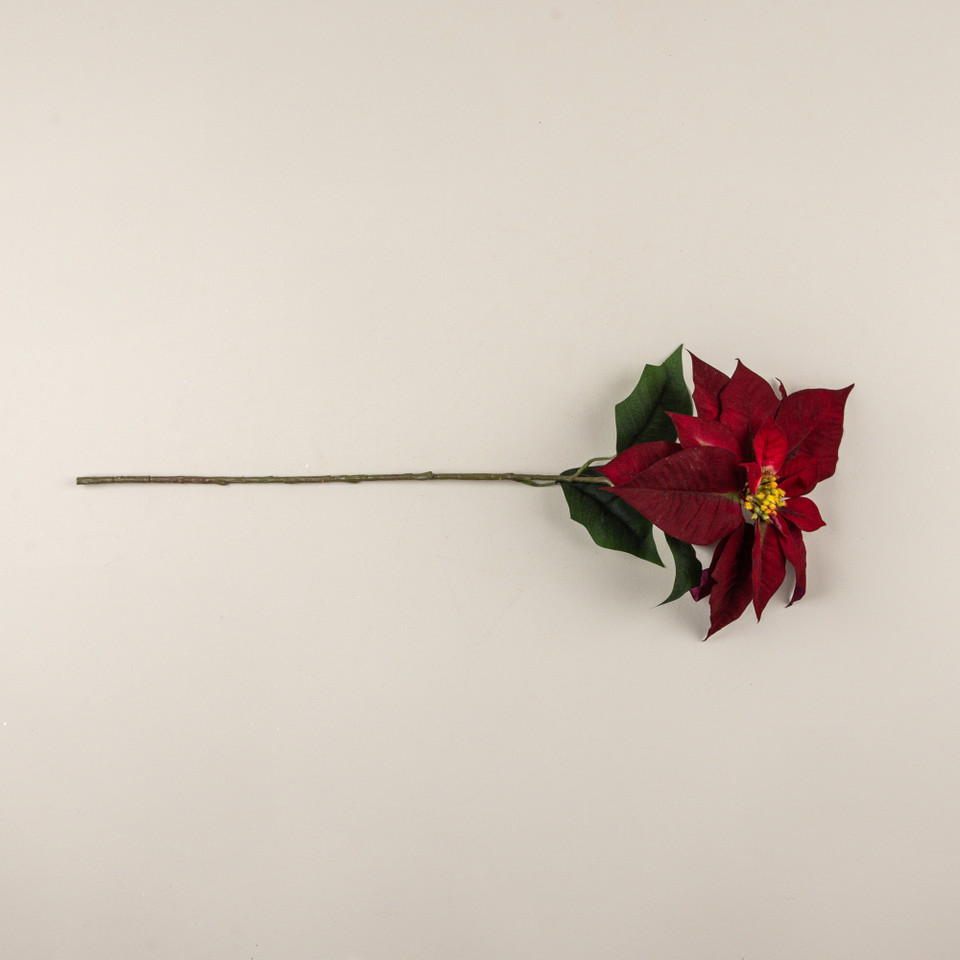 28" BURGUNDY POINSETTIA STEM