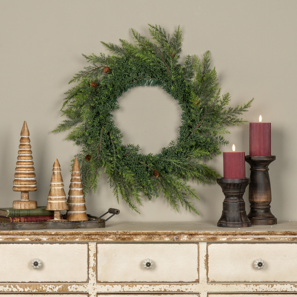 24" NORTHERN RED CEDAR & PRICKLY PINE WREATH