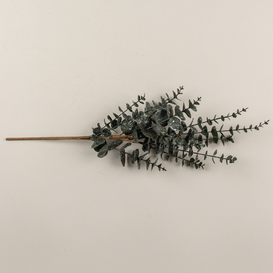 26" GLITTERED DARK GREEN EUCALYTPUS SPRAY