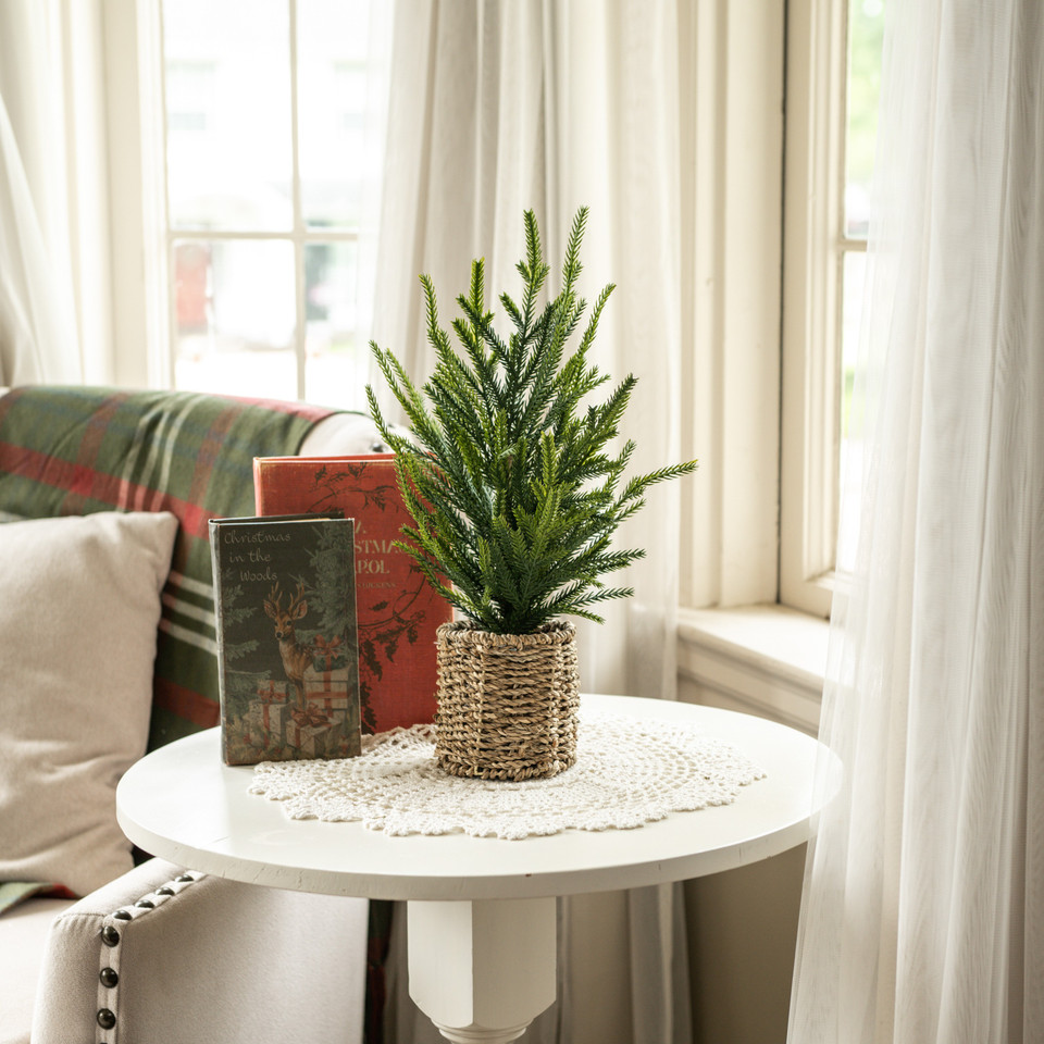 15" AUSTRIAN PINE TREE IN BASKET