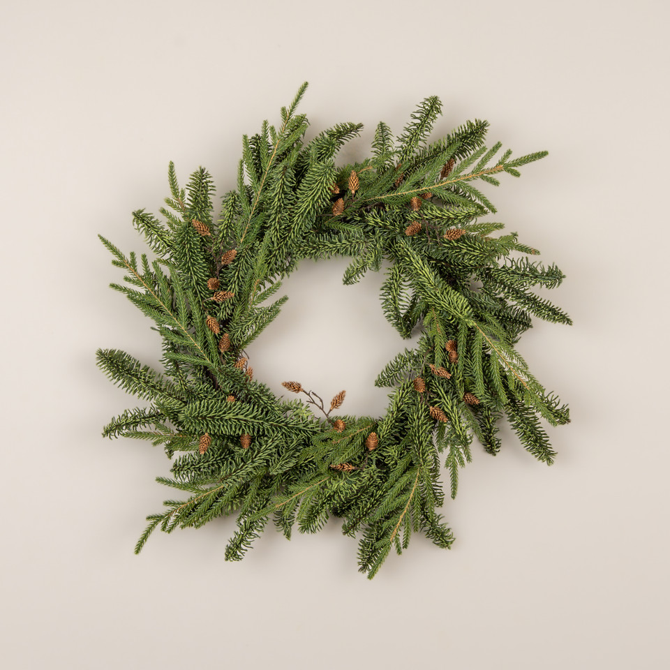 24" MIXED PINE & MINI PINECONE WREATH