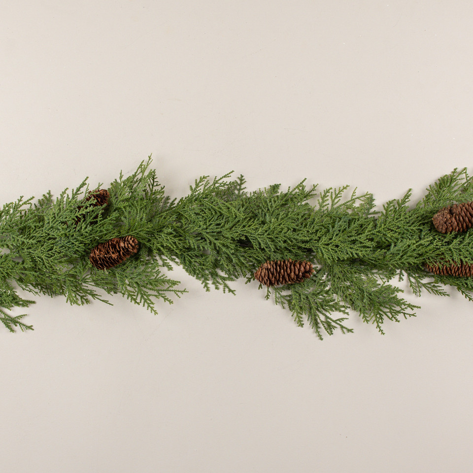 6' CEDAR W/ PINECONE GARLAND