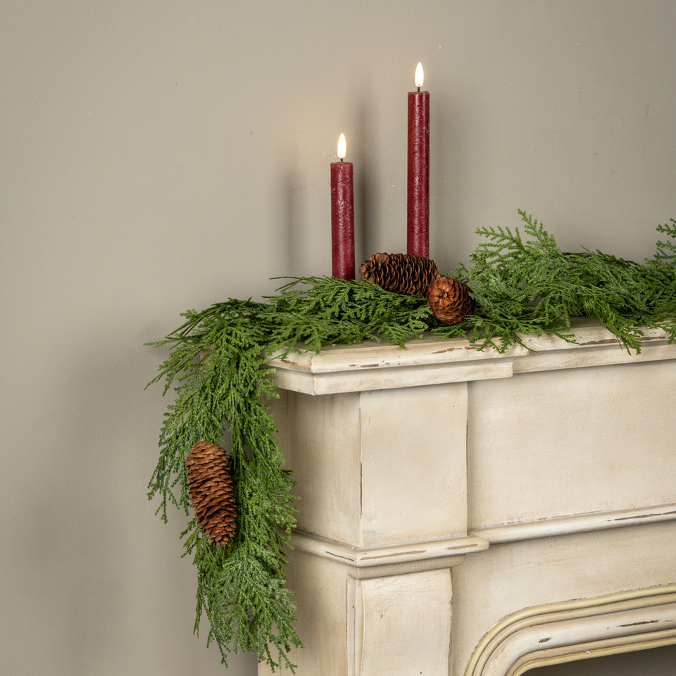 6' CEDAR W/ PINECONE GARLAND