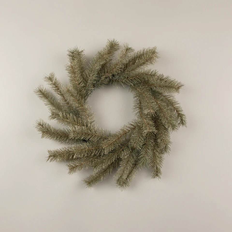 24" GOLD GLITTERED PINE WREATH