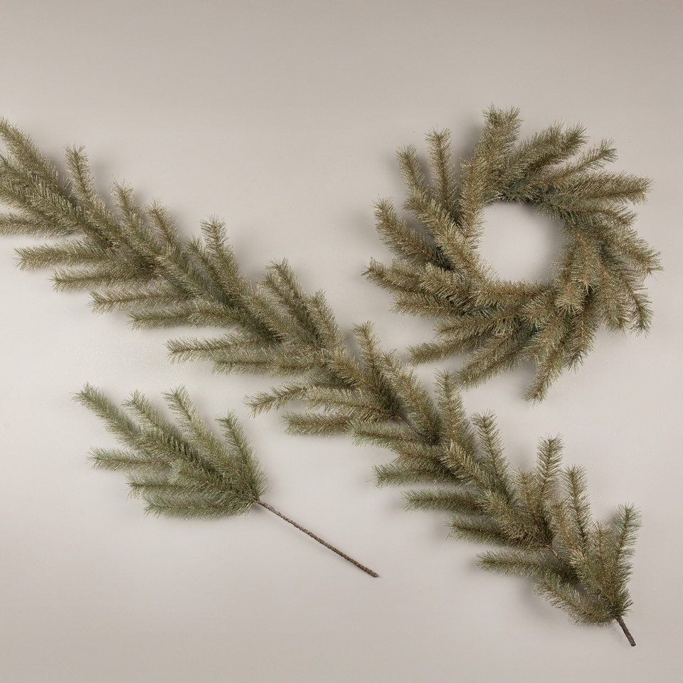 6' GOLD GLITTERED PINE GARLAND
