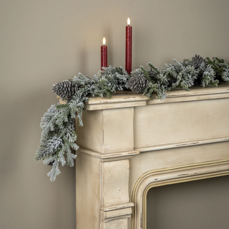 6' GLITTERED PINE & PINECONE GARLAND