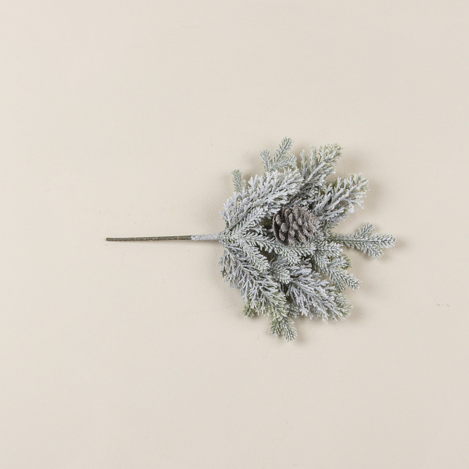 13" GLITTERED PINE & PINECONE PICK