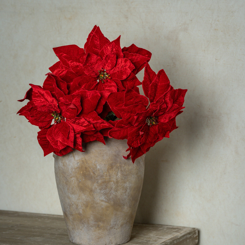 26" RED POINSETTIA STEM