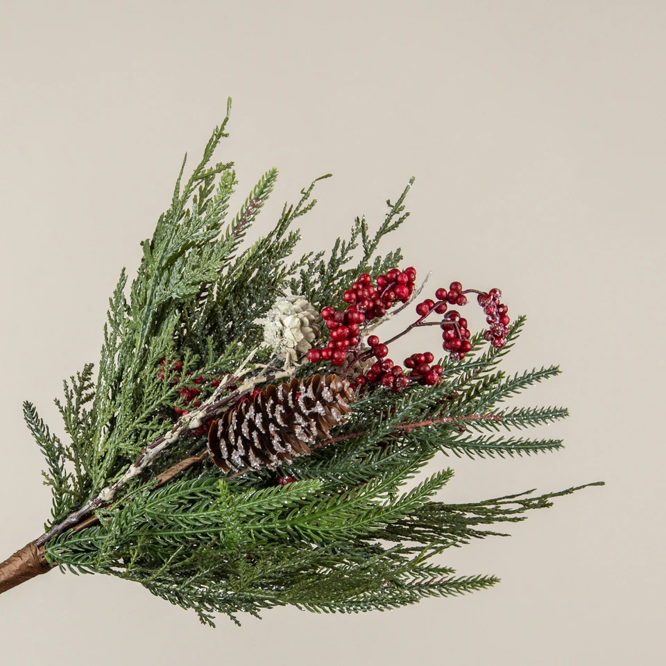 17" CEDAR, PINE & RED BERRIES BUSH