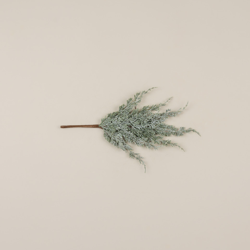 18" GLITTERED WHITE CYPRESS SPRAY