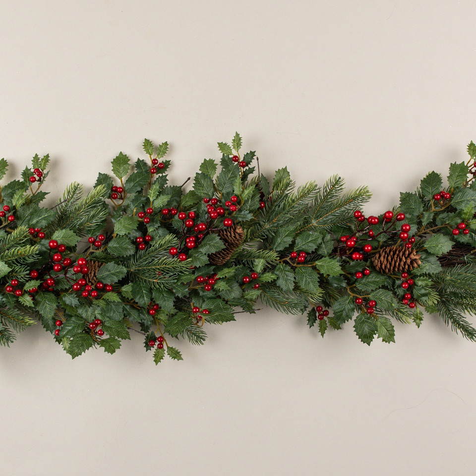 5' HOLLY, PINE & BERRY GARLAND