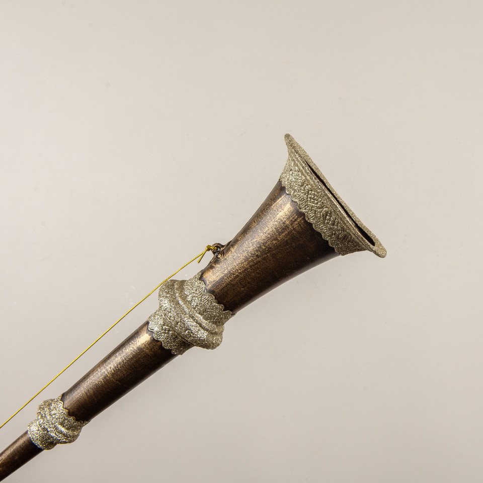 GLITTERED GOLD HORN ORNAMENT