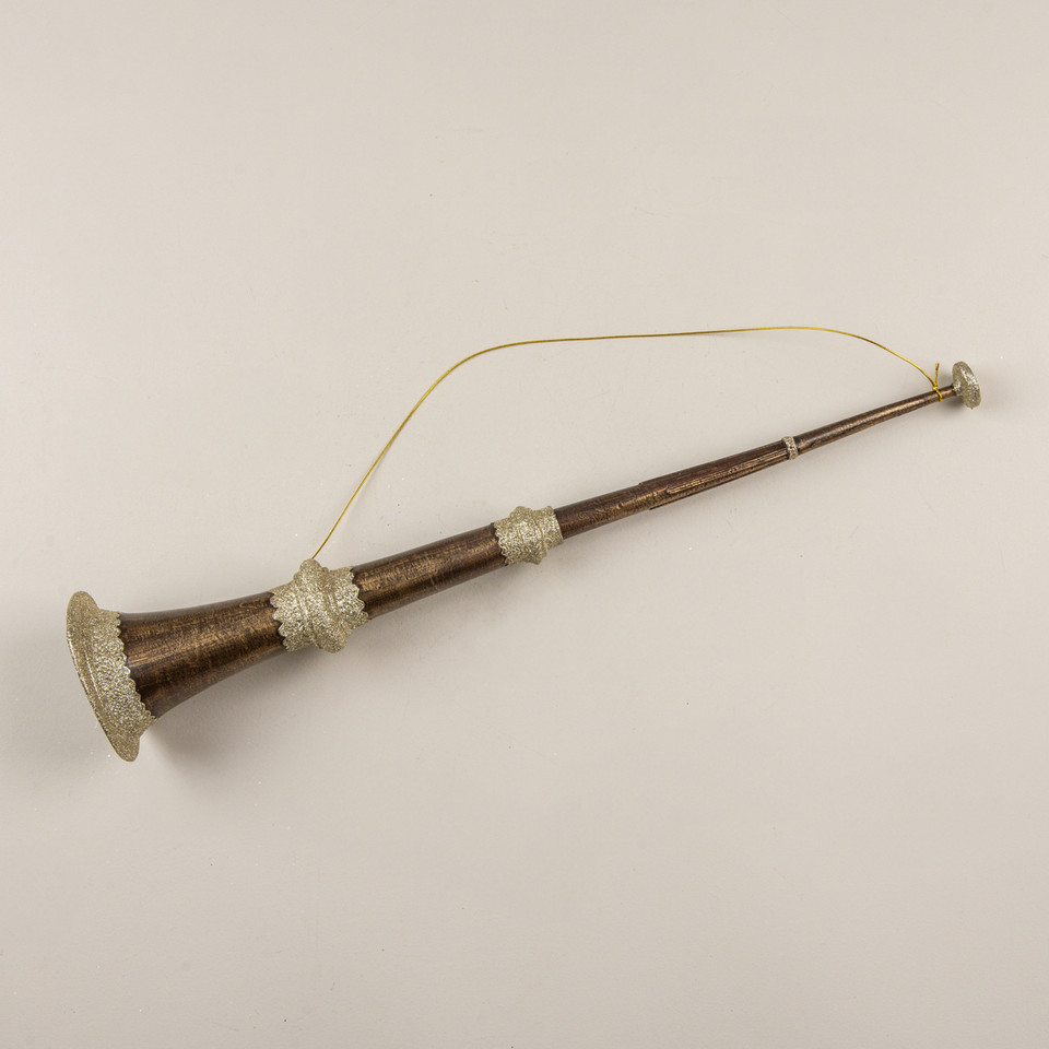 GLITTERED GOLD HORN ORNAMENT