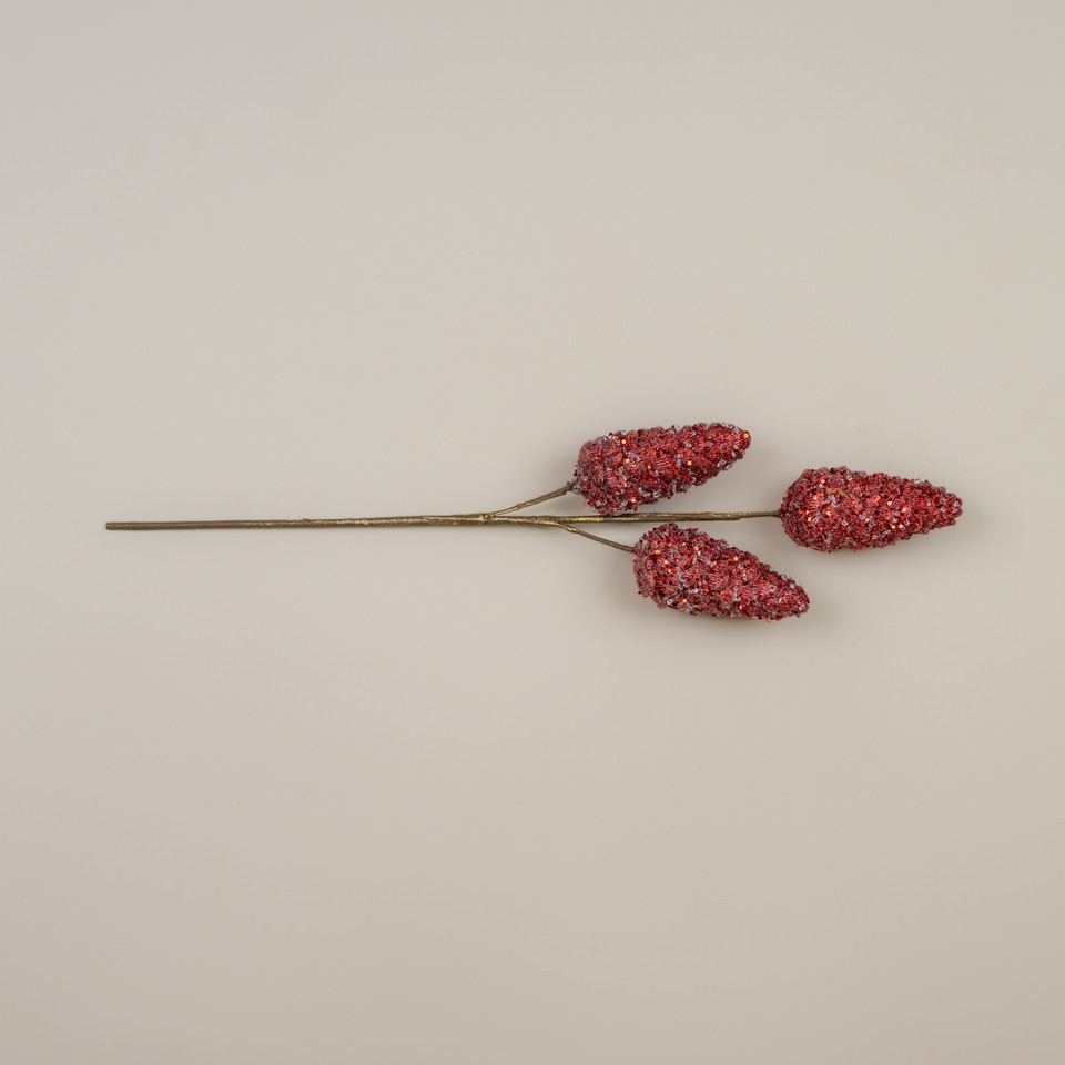 24" RED PINECONE SPRAY