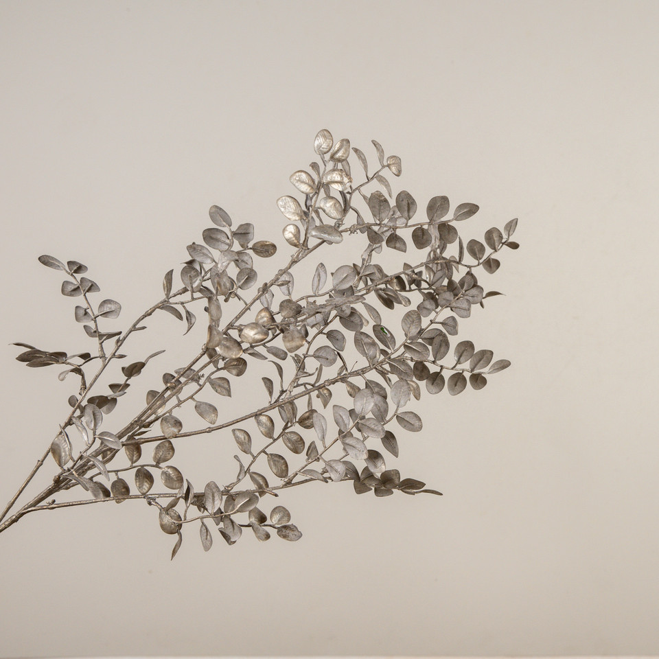 37" METALLIC GREY  BOXWOOD SPRAY