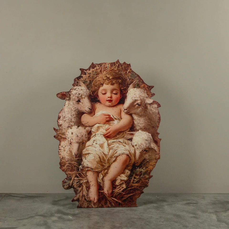 36" BABY JESUS W/ LAMBS METAL DUMMY BOARD