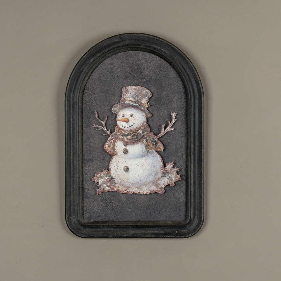 12" HOLLY SNOWMAN METAL SIGN