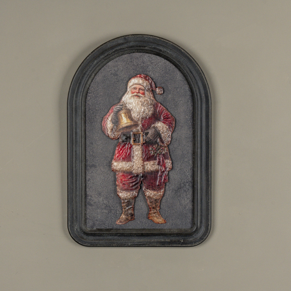 15.75" SANTA W/ BELL METAL SIGN