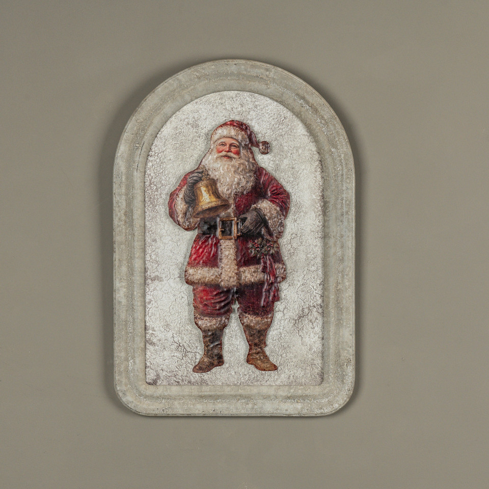 15.75" SANTA W/ BELL METAL SIGN