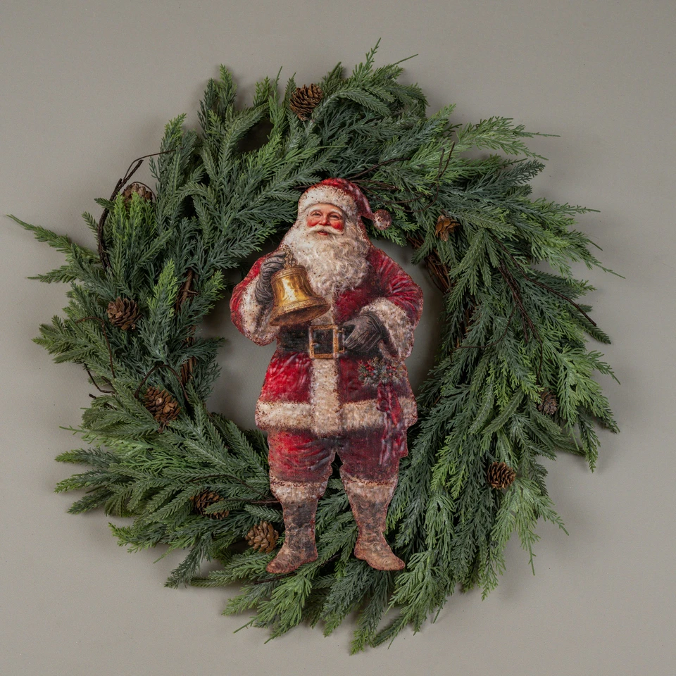 15.75" SANTA W/ BELL METAL SIGN