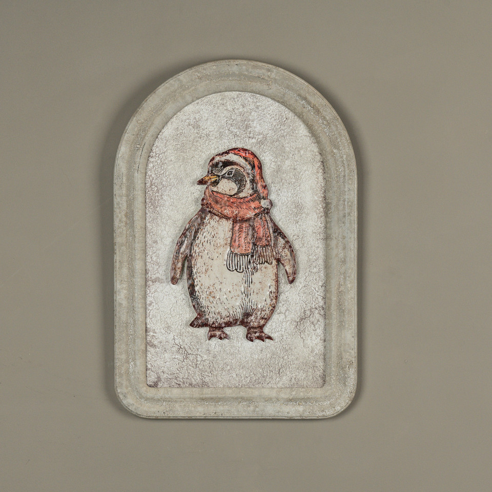 12" PENGUIN W/ SCARF METAL SIGN