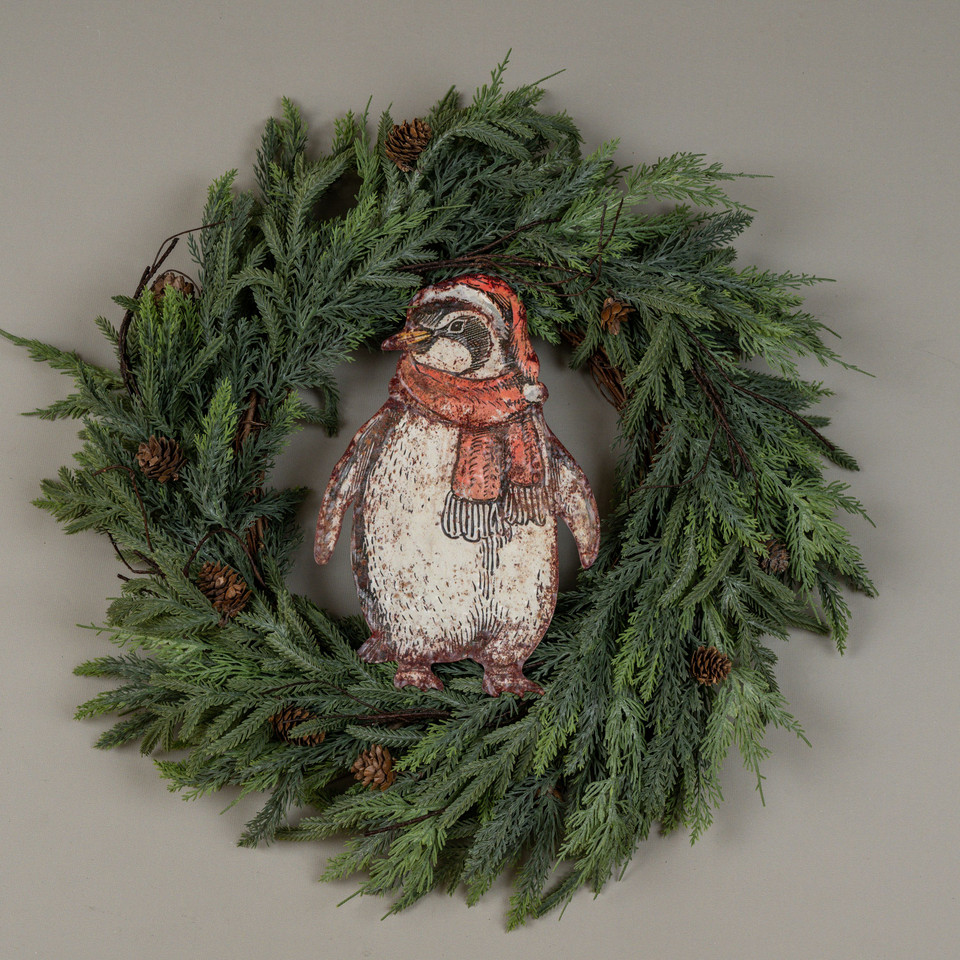 12" PENGUIN W/ SCARF METAL SIGN