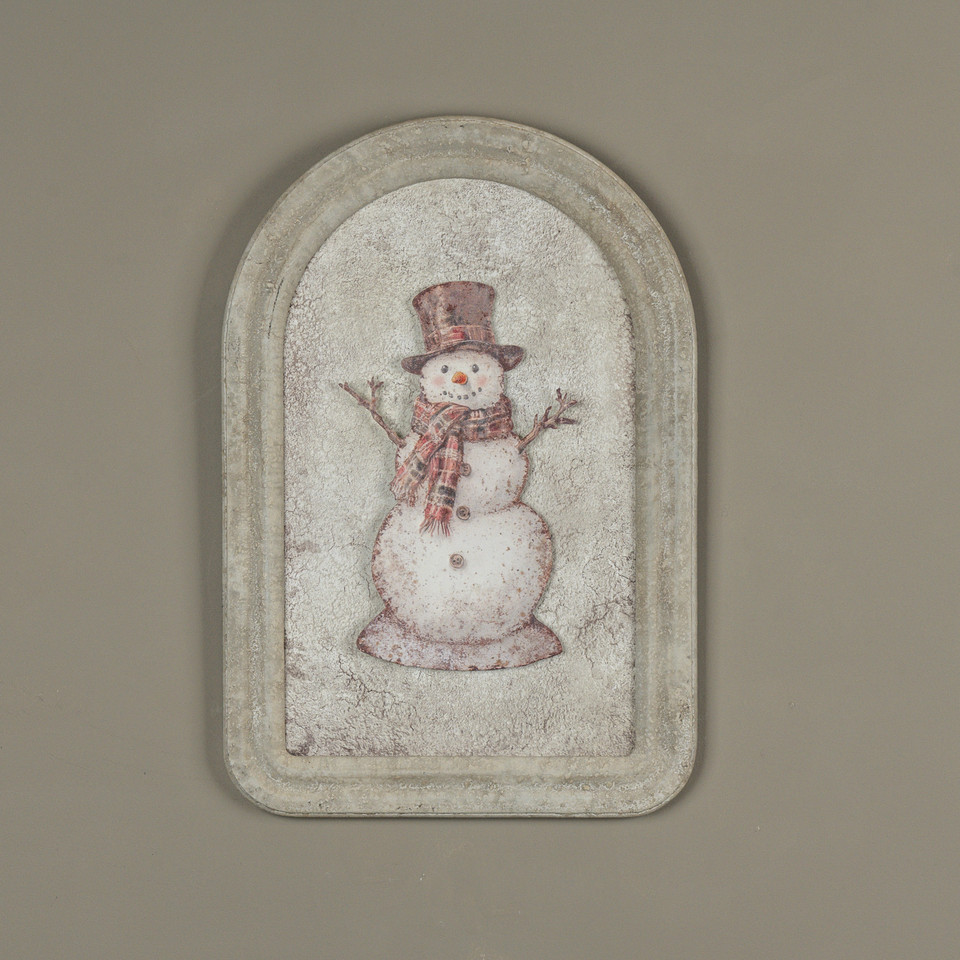 12.25" PLAID SNOWMAN METAL SIGN