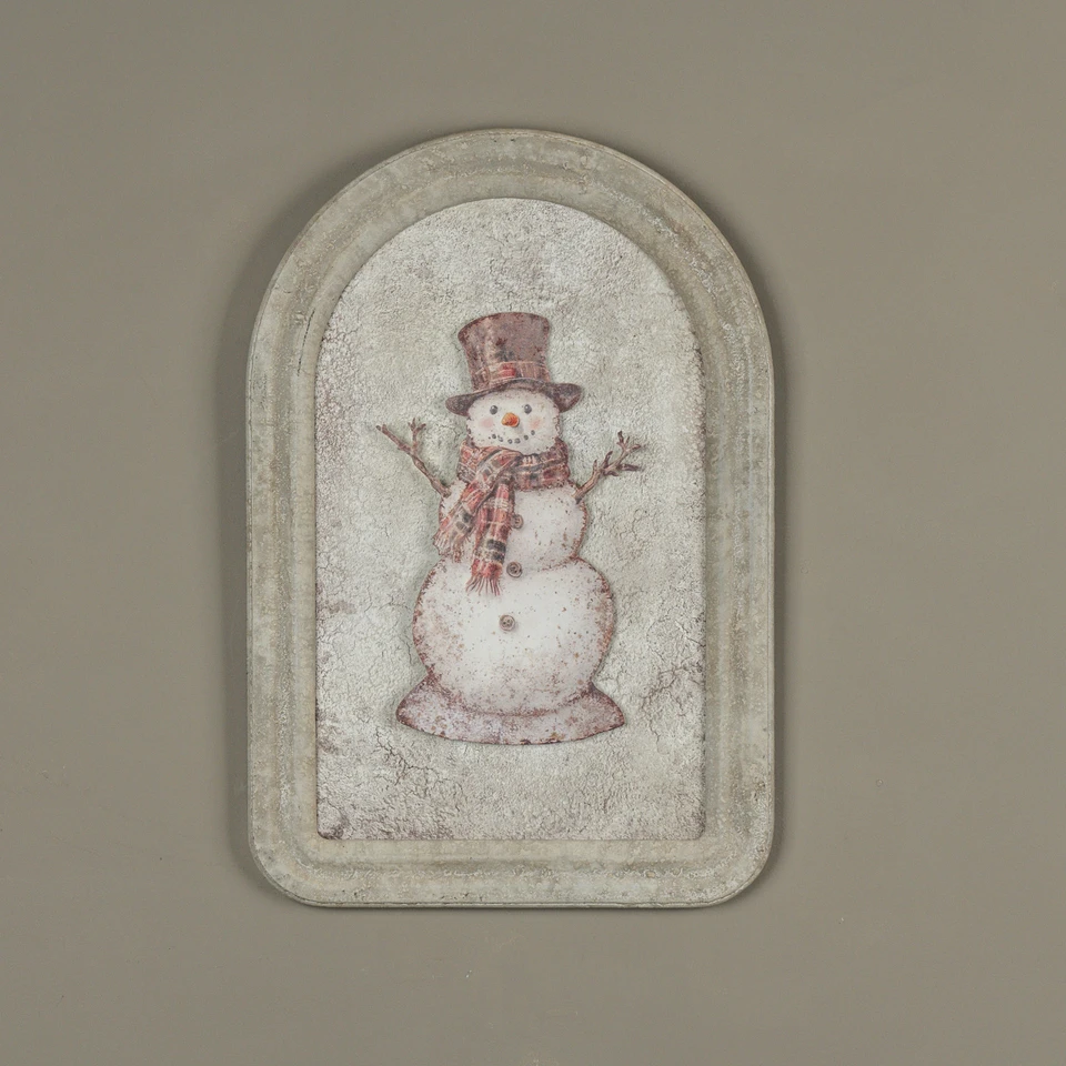 12.25" PLAID SNOWMAN METAL SIGN