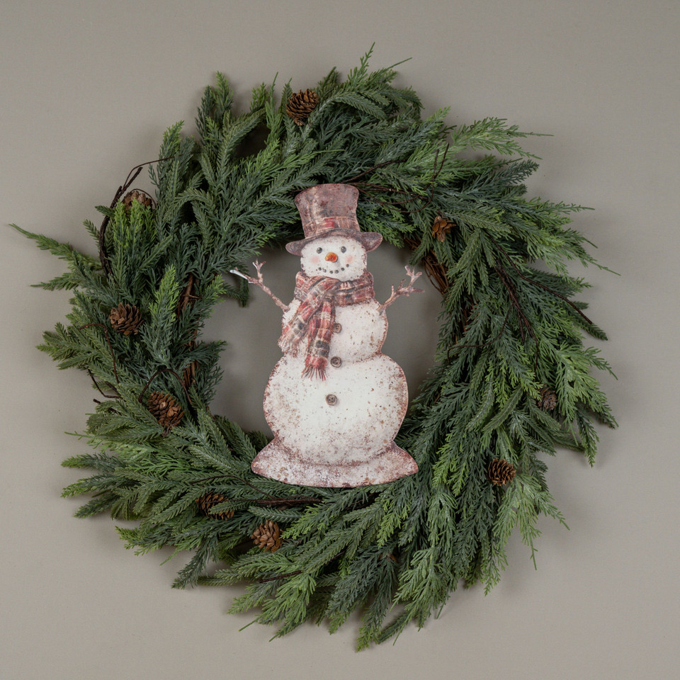 12.25" PLAID SNOWMAN METAL SIGN