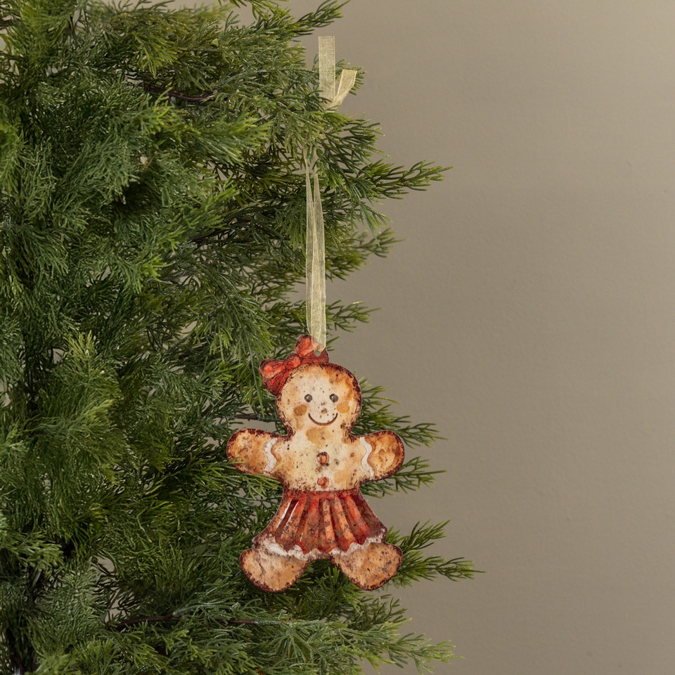 6.75" GINGERBREAD GIRL METAL ORNAMENT