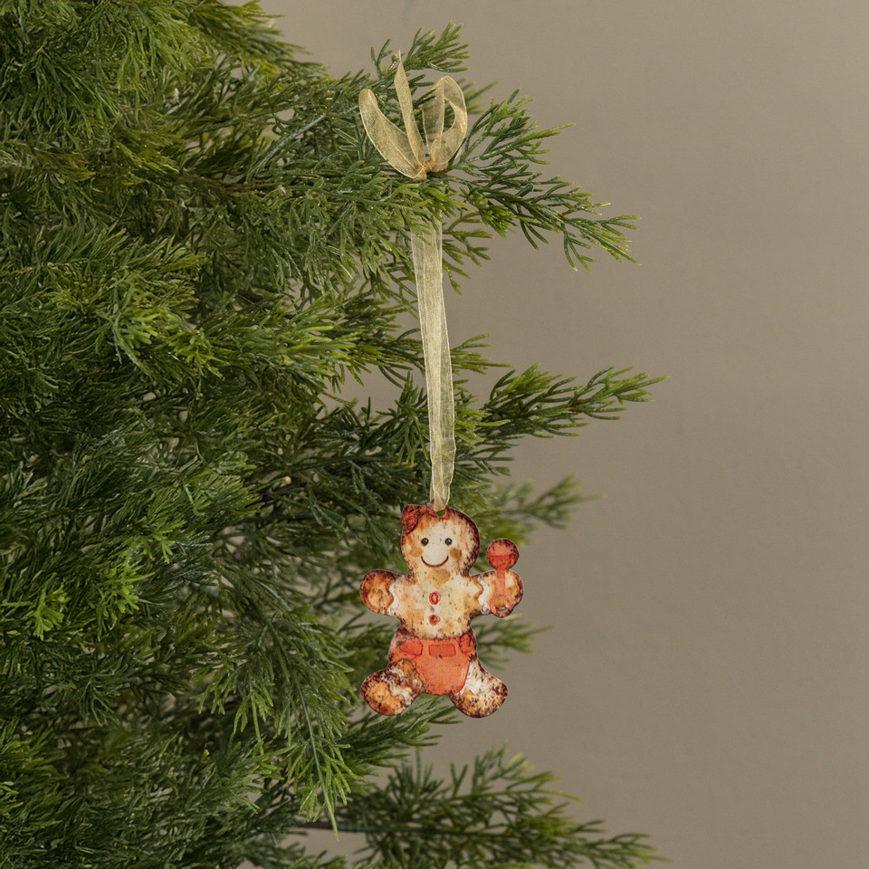 3.25" BABY GIRL GINGERBREAD METAL ORNAMENT