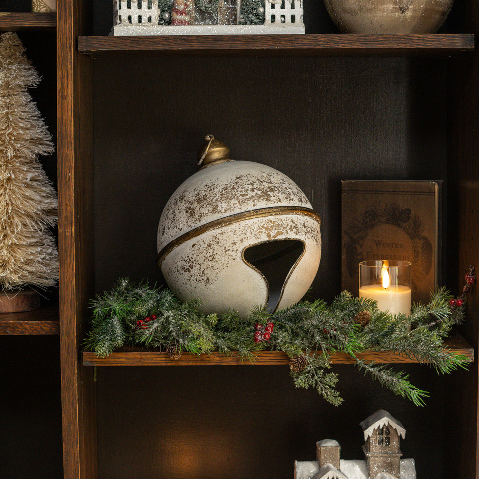 13.75" WHITE & GOLD SLEIGH BELL