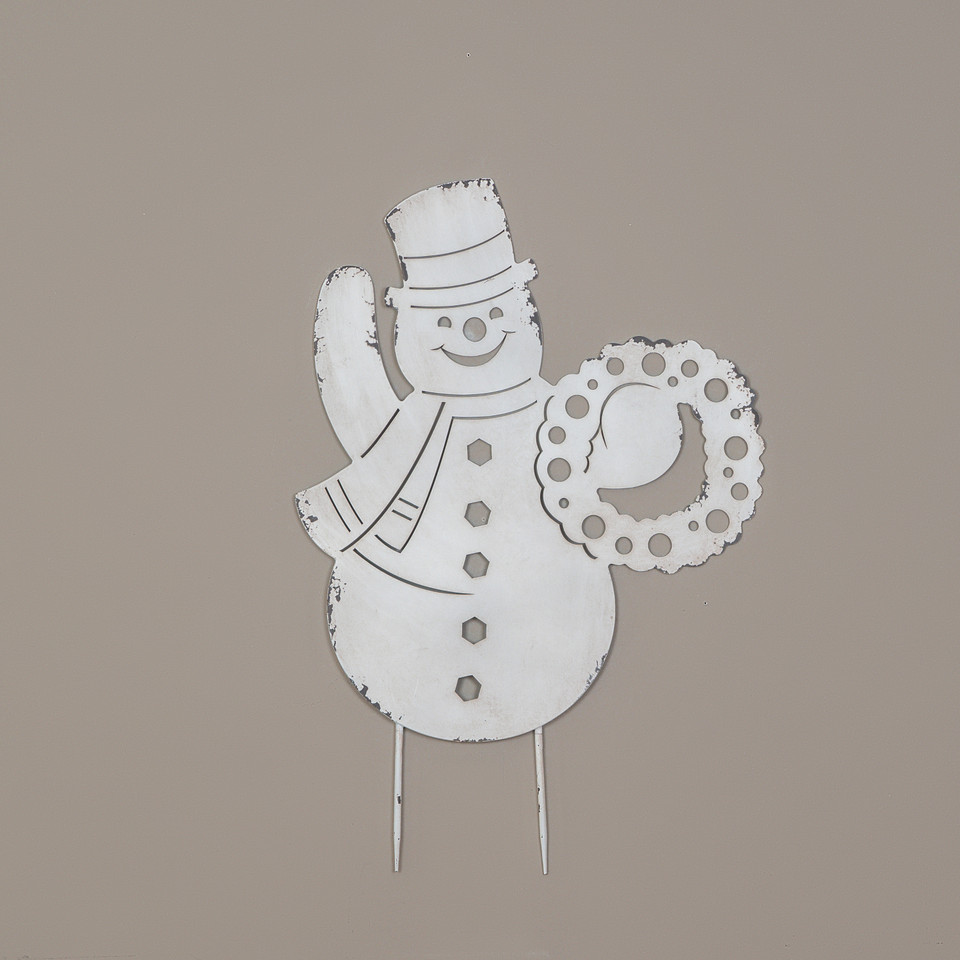 30" SNOWMAN W/ WREATH STAKE