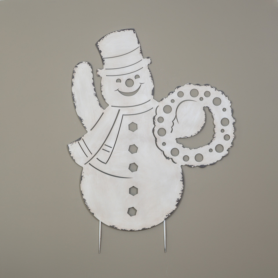 56" SNOWMAN W/ WREATH STAKE