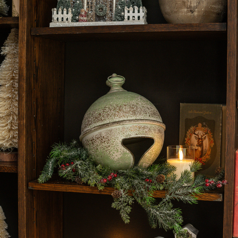 14" GREEN & GOLD SLEIGH BELL