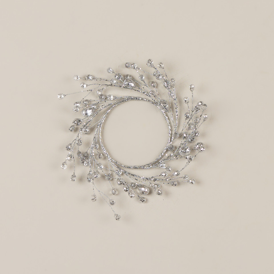 6.5" SILVER CRYSTAL CANDLE RING