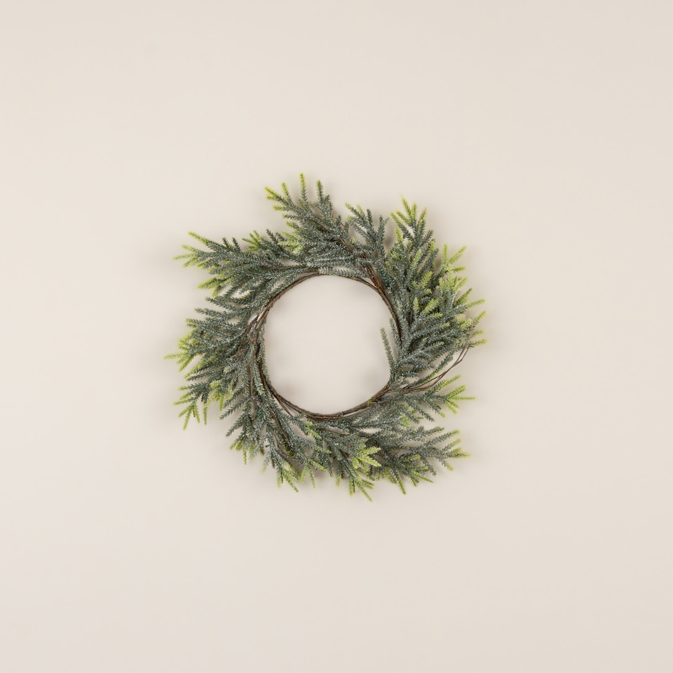 12" MOUNTAIN PINE W/ ICED BERRIES CANDLE RING