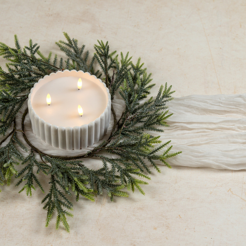14" MOUNTAIN PINE W/ ICED BERRIES CANDLE RING