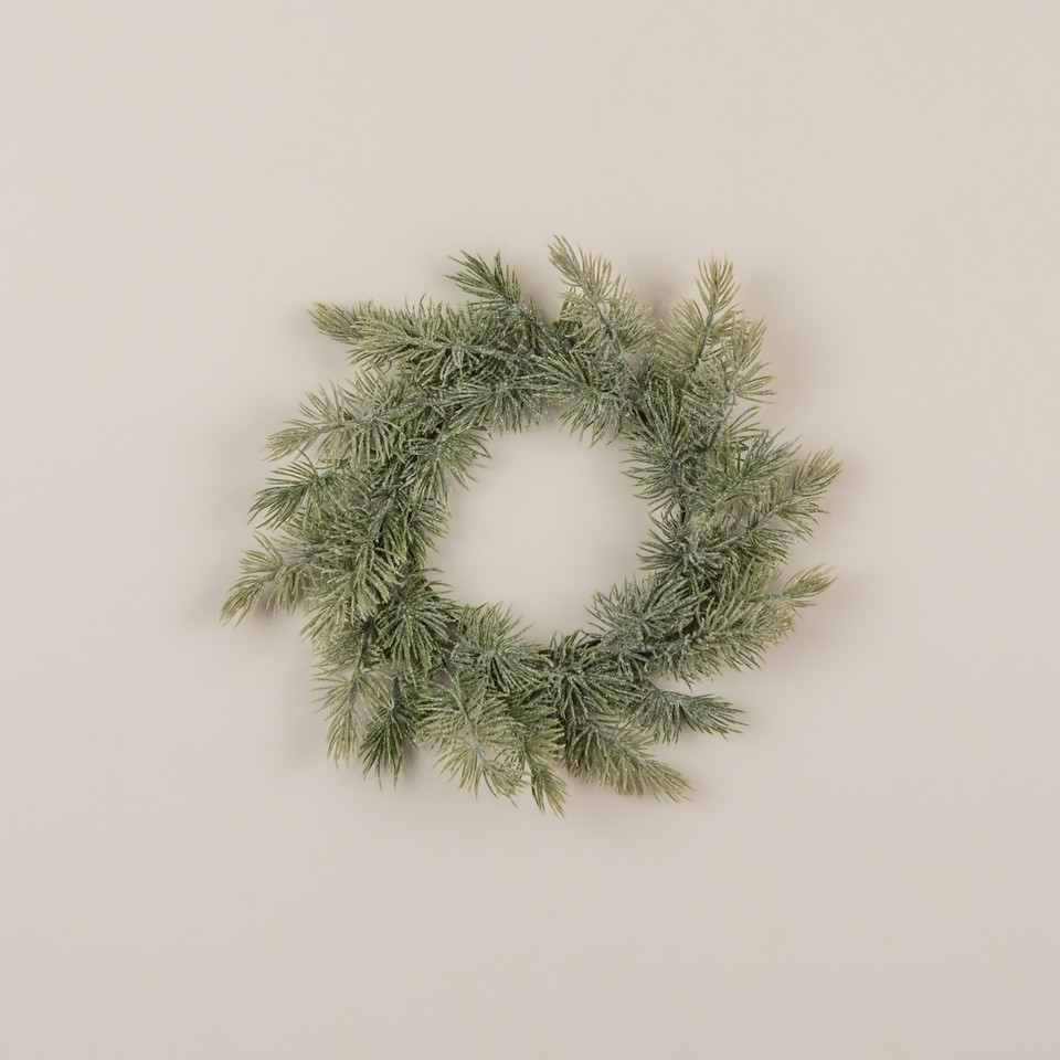 14" GLITTERED JACKSON PINE CANDLE RING
