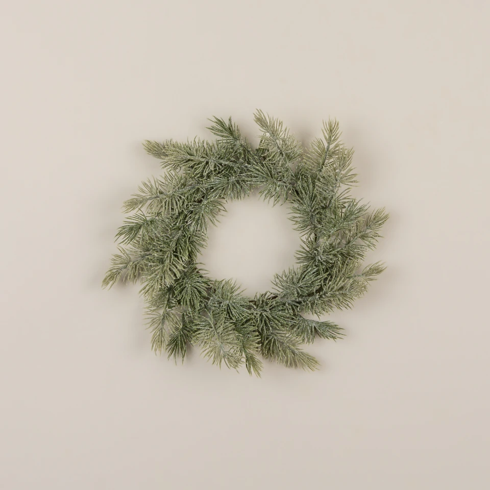 14" GLITTERED JACKSON PINE CANDLE RING
