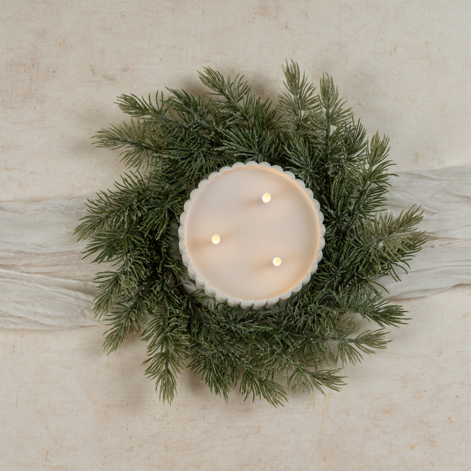 14" GLITTERED JACKSON PINE CANDLE RING