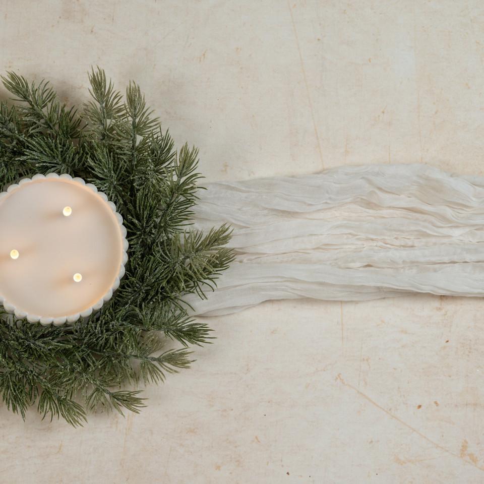 14" GLITTERED JACKSON PINE CANDLE RING