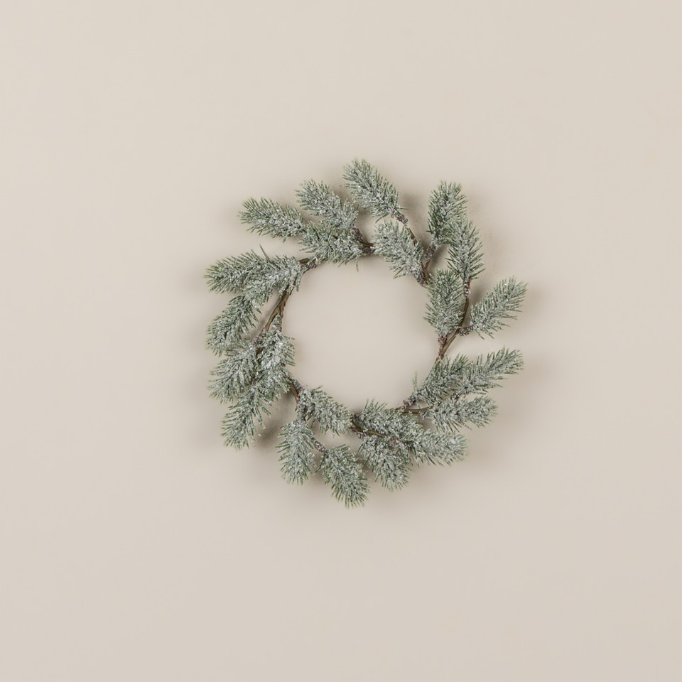 8" GLITTERED JEFFERSON PINE CANDLE RING