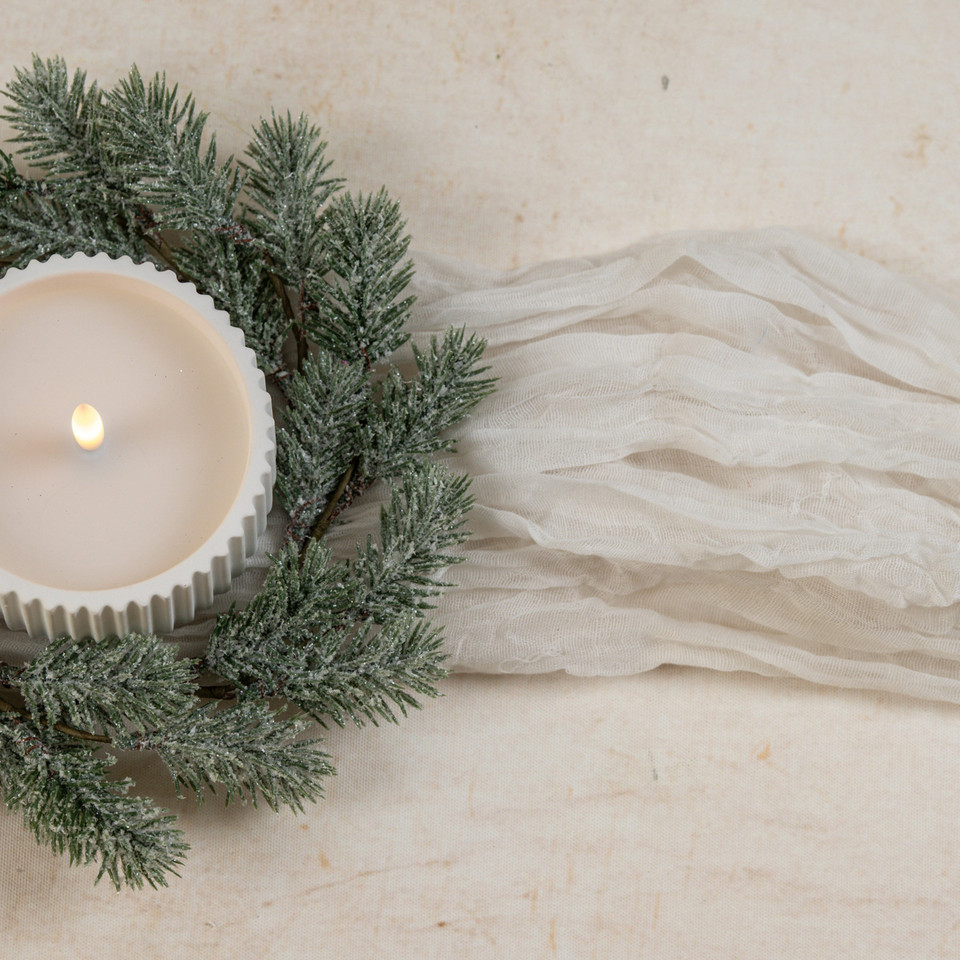 8" GLITTERED JEFFERSON PINE CANDLE RING
