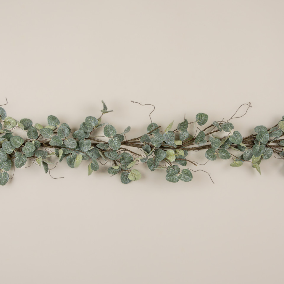 6' GLITTERED EUCALYPTUS & TWIG GARLAND