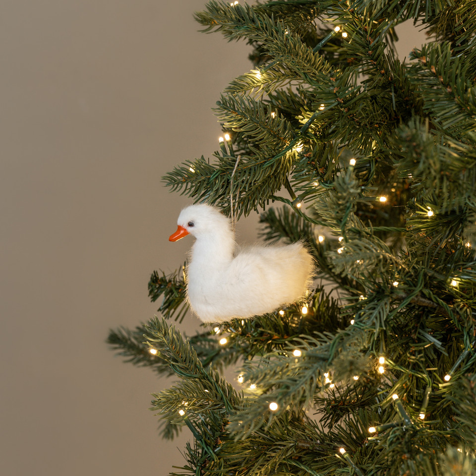 3.5" SITTING FLUFFY GOOSE ORNAMENT